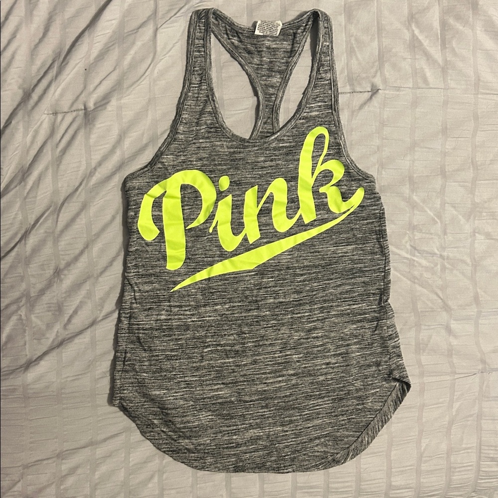 PINK Victoria's Secret Gray Racerback Tank Top